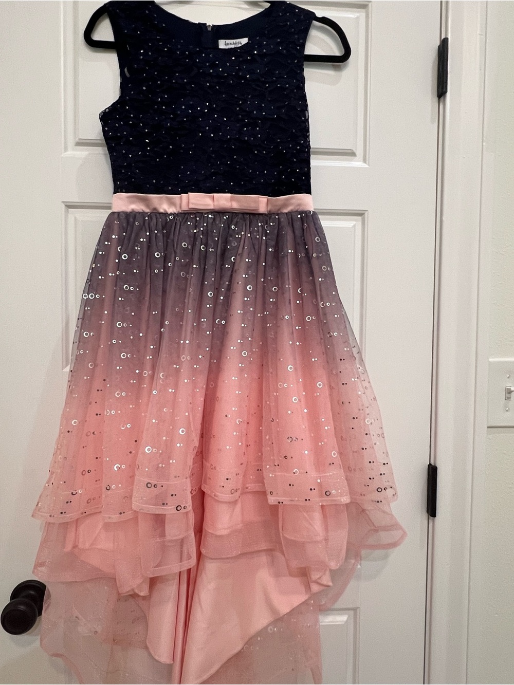 Speechless Navy and Pink Ombre Sequin High-Low Party Dress